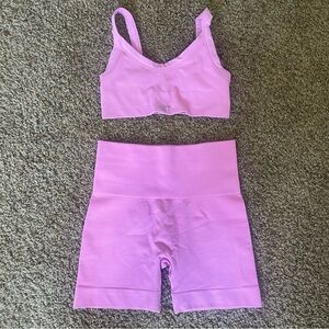 SET Active Sculptflex Pink Bra & Bike Short Set